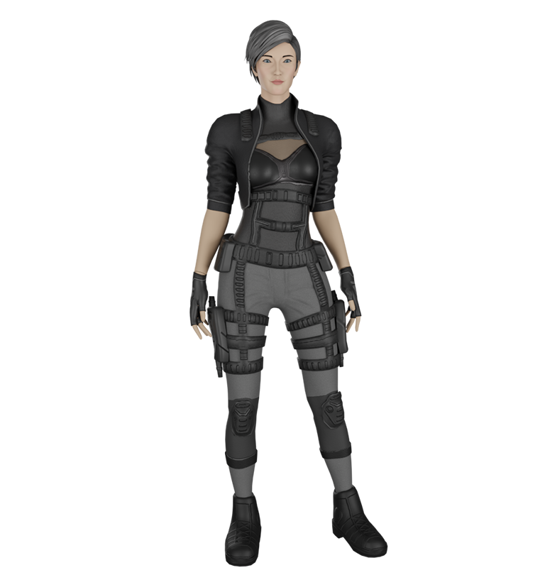 character Agent Zara from 4Sagez top down games